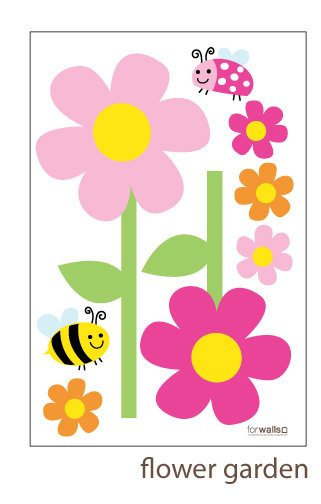 Repositionable wall stickers - flower garden
